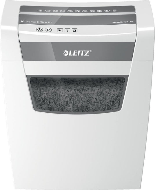Leitz iq home office papierversnipperaar voor thuis - p4 snippers - tot 10 vel - 23l - wit