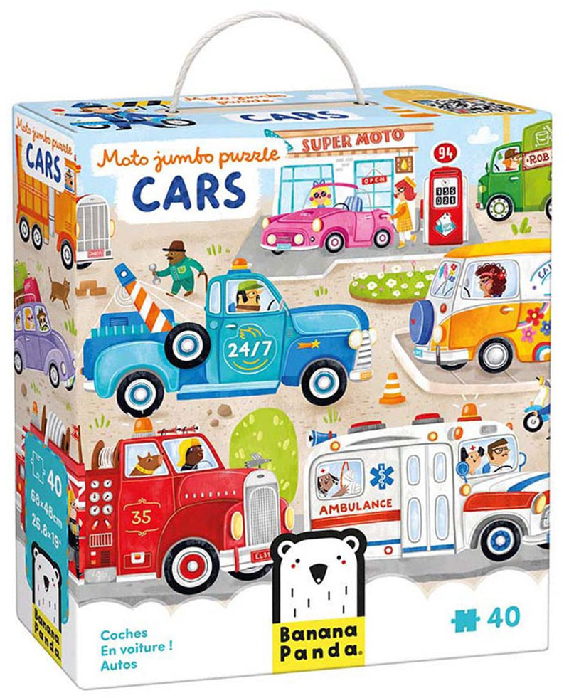 Load image into Gallery viewer, Banana panda puzzel auto's - educatief speelgoed karton 40 stukjes.

