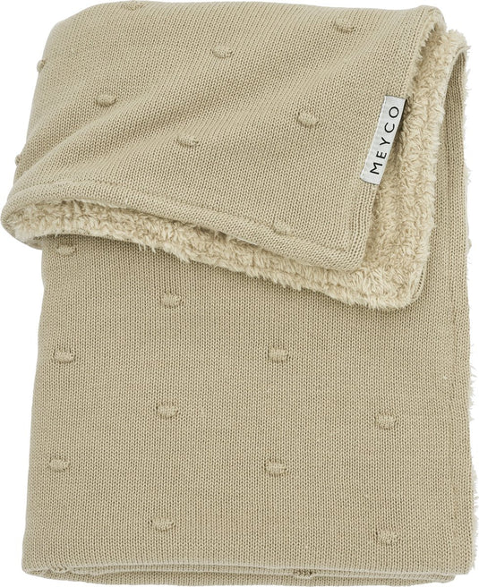 Meyco baby mini knots teddy wiegdeken - sand - 75x100cm - 2.0 tog