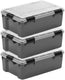 Iris outdoor opbergbox met polycarbonaat deksel - 30l - extra strong - met clips - waterdicht en luchtdicht - grijs transparant zwart - set van 3
