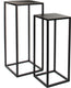 Mica decorations bijzettafels goa - 2 stuks - metaal - zwart - 70 cm - plantenhouder plantentafel - woonaccessoires