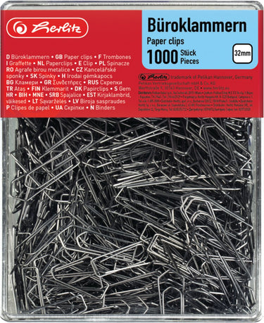 Herlitz paperclips - verzinkt - 32 mm - 1.000 stuks