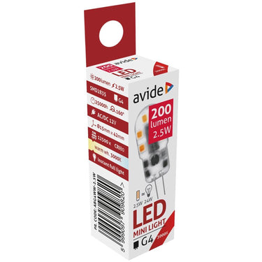 Avide led lamp 2,4w, g4 fitting 3000kelvin warm wit 200 lumen