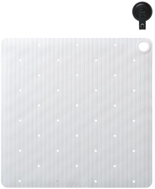 Sealskin ribb - antislip douchemat 55x55 cm - wit - inclusief zwarte haak
