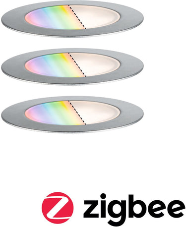 Paulmann plug shine led-grondinbouwlamp smart home zigbee 3.0 floor rgbw set van 3 ip67 rgbw+ 3x2w 21va edelstaal