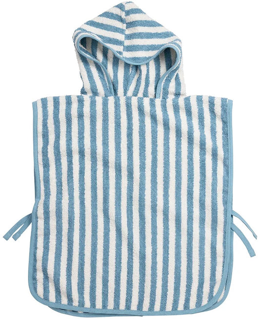 Meyco baby fat stripe badponcho - jacquard badstof - jeans blue - 1-3 jaar
