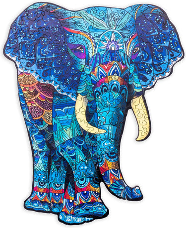 Engelhart houten puzzel olifant – 178 unieke puzzelstukjes – a4 formaat houten legpuzzel – dieren puzzelspel – uitdagend denkspel – inclusief opbergetui –