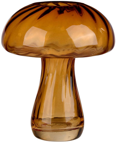 Arti casa glazen vaas paddenstoel - amber vaas voor interieur decoratie - moderne vaas voor bloemen of accessoires - ø12 x 13 cm - amber