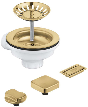 Grohe afvoergarnituren - afvoerzeef voor spoelbak met accessoires, geborsteld cool sunrise 40996gn0