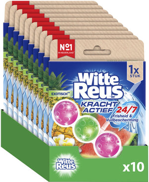 Witte reus kracht actief exotisch toiletblok 50g - wc blokjes - voordeelverpakking - 10 stuks