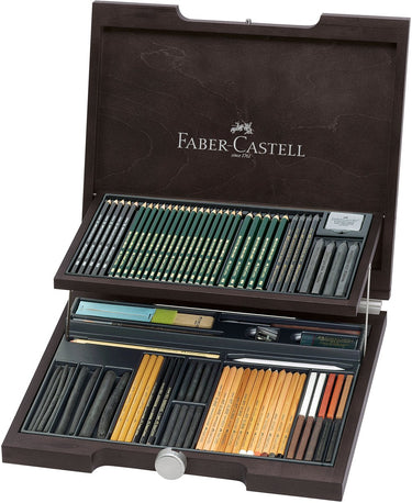 Faber-castell pitt monochromos artist set - houten koffer 86-delig - fc-112971
