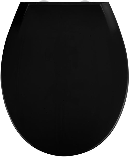 Wenko wc bril kos - zwart thermoplast - easy-close softclose sluiting - fix-clip bevestiging afklikbaar - toiletbril - toiletzitting - wc bril zwart