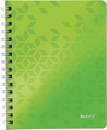 Leitz wow spiraalgebonden a5 notitieboek met kunststof kaft - 80 vel - geruit - fsc gecertificeerd - groen