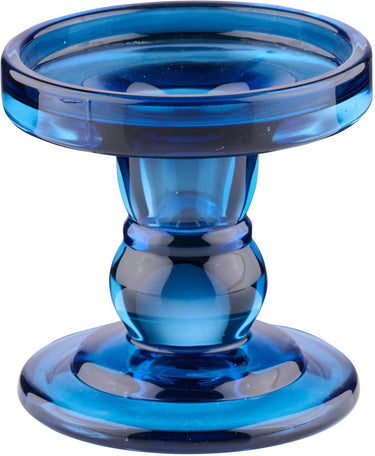 Arti casa kandelaar voor stompkaars - glazen kaarsenhouder transparant - ø8,5 x 8,5 cm - blauw