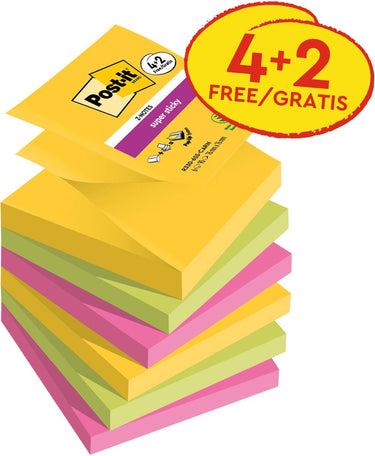 Post-it super sticky z-notes r330-sscarn-p4+2 geel, groen, roze