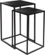 Mica decorations 2x bijzettafels plantenstandaards goa 35 x 35 x 55 cm - zwarte metalen plantenhouder plantentafel - woonaccessoires