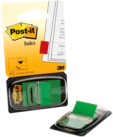 Post-it (r) index standard, green, 25.4 x 43.2 mm, 50 tabs dispenser