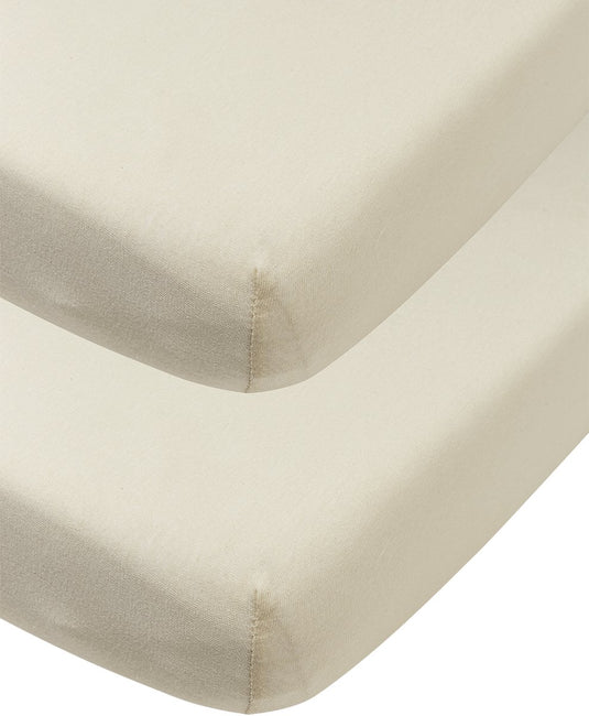 Meyco baby uni hoeslaken wieg - 2-pack - jersey - soft sand - 40x80 90cm