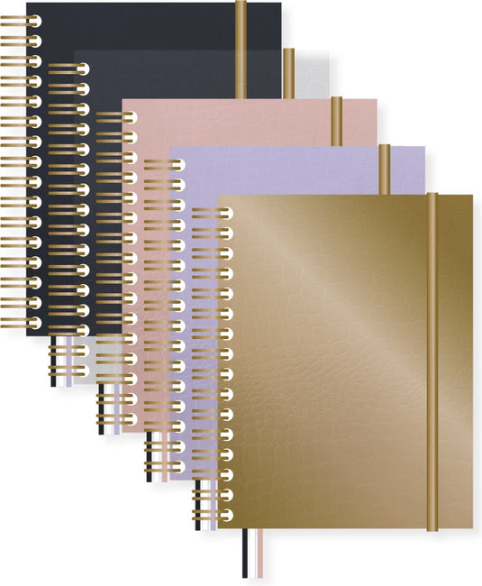 Kangaro spiraalboek - pure croco - a5 - lijn - 5 kleuren - k-pm610007skz