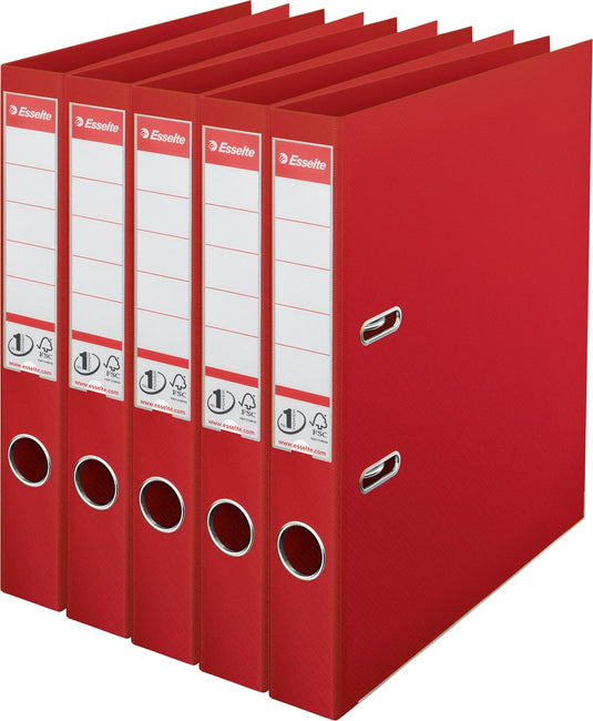 Esselte nr.1 vivida ordner - rugbreedte van 50mm - voordeelverpakking (5 stuks) - rood