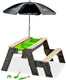 Exit toys exit aksent zand- water- picknicktafel (1 bankje) - met parasol tuingereedschap - watertafel - zandbak - hout - kinderen buiten