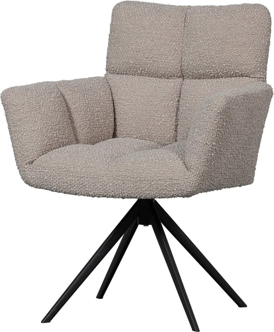 Woood vinny draaistoel met armleuningen - bouclé - zand - 89x70x61