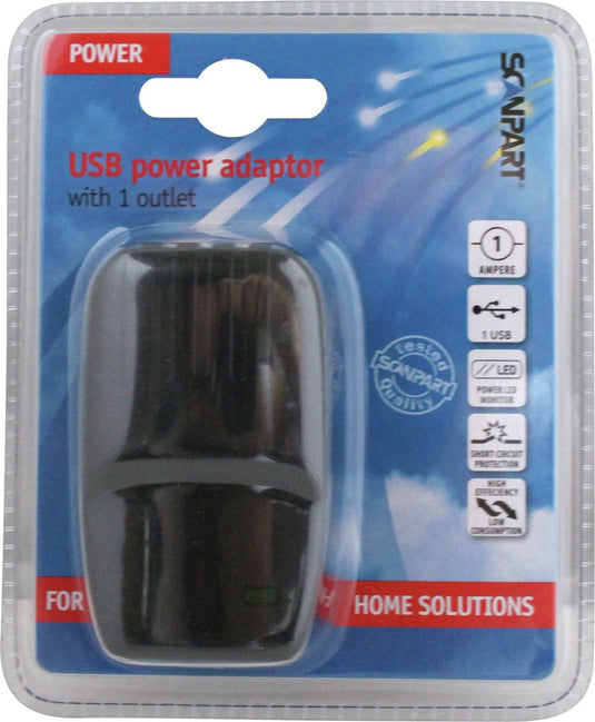 Scanpart usb stekker met 1 poort - usb a aansluiting - 1a - zwart
