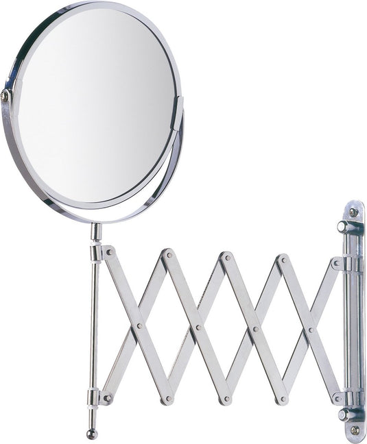 Wenko scheerspiegel wand exclusief ø17cm dubbelzijdig telescopisch chroom 3x vergrotend - badkamerspiegel - make-up spiegel wandmodel uittrekbaar - vergrootspiegel - cosmeticaspiegel met harmonica-arm