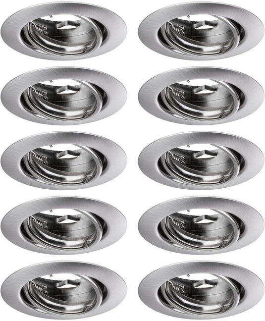 Paulmann inbouwlamp base basisset zwenkbaar rond 90 mm 20° gu10 max. 10w 230v dimbaar staal geborsteld