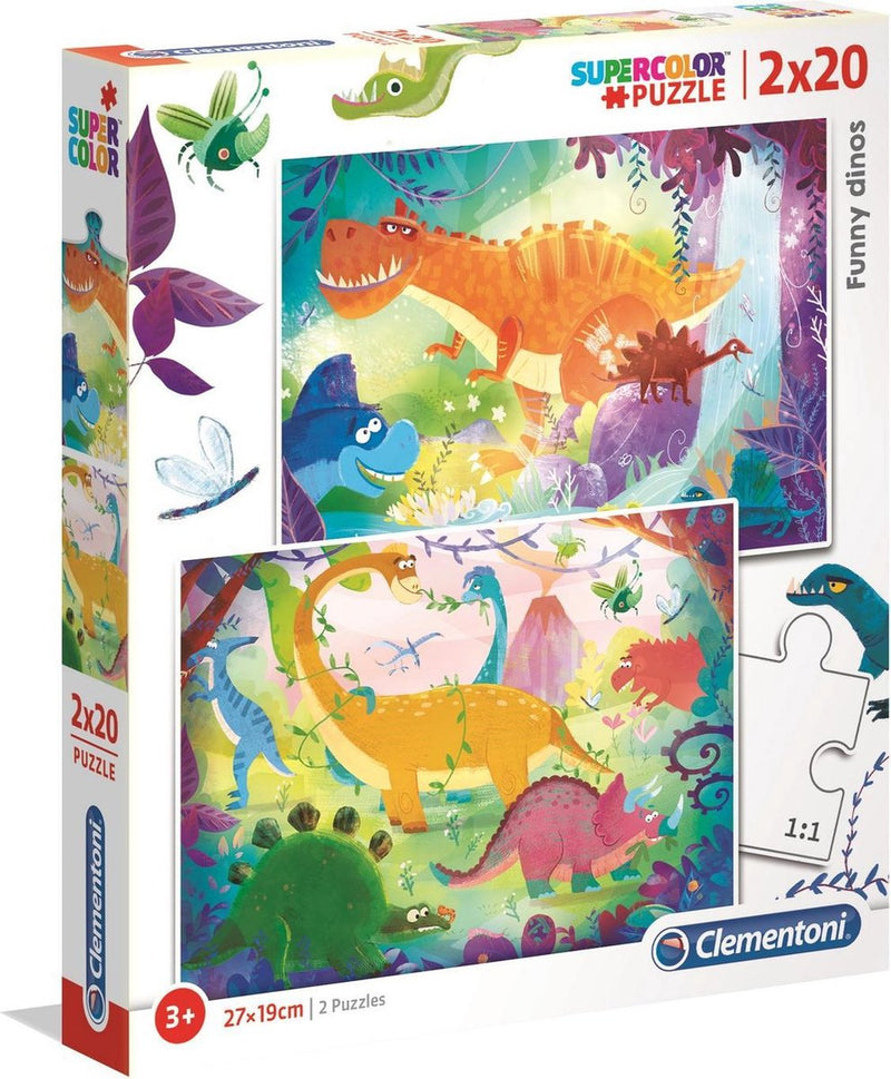 Load image into Gallery viewer, Clementoni puzzel grappige dino's, 2x20st.

