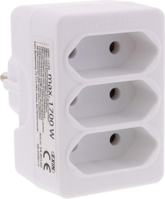 Q-link verdeelstekker - 3-voudig - domino - euro - wit