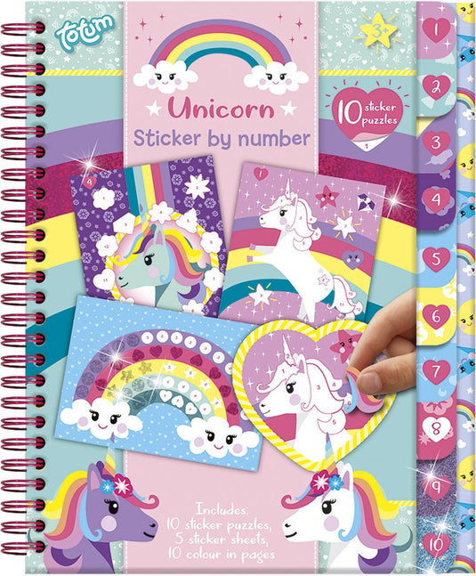 Totum stickerboek stickeren op nummer eenhoorn