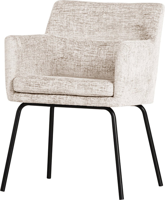 Woood kam eetkamerstoel met armleuning - velvet - off white - 78x59x56 cm