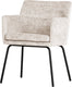 Woood kam eetkamerstoel met armleuning - velvet - off white - 78x59x56 cm