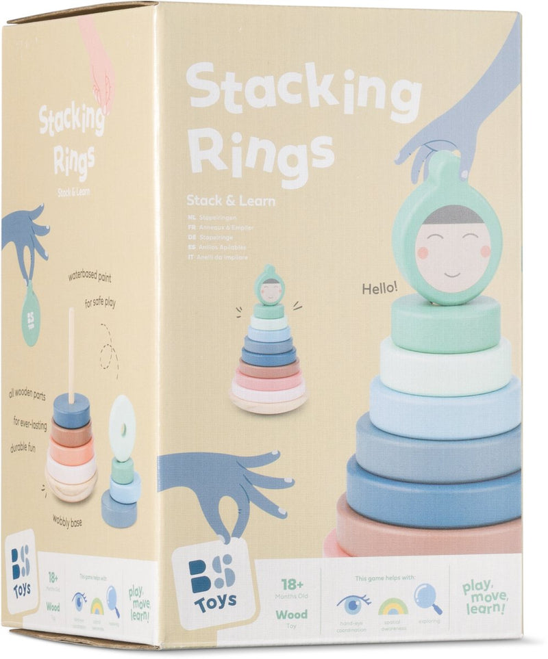 Load image into Gallery viewer, Bs toys – stapelringen – educatief spel – houten stapelspel – vanaf 18 maanden
