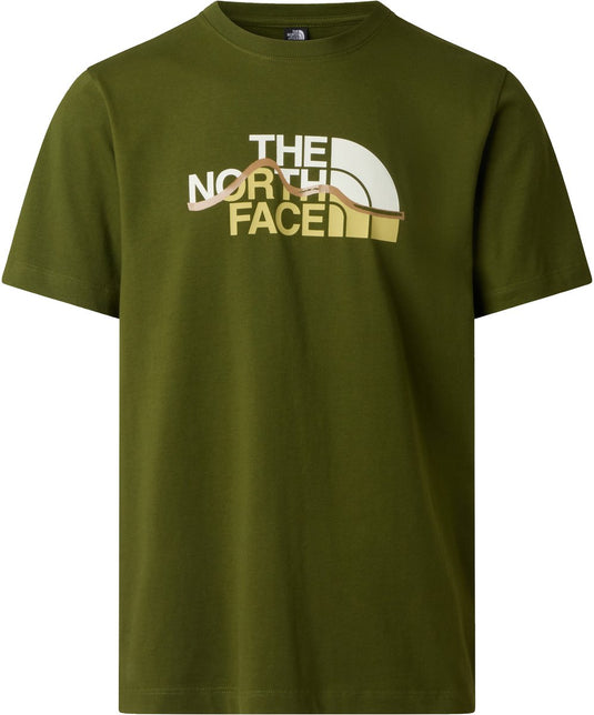 The north face m mountain line regular short sleeve tee heren outdoorshirt - woodland groen