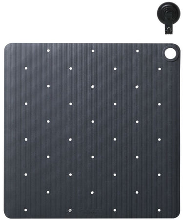 Sealskin ribb - antislip douchemat 55x55 cm - antraciet - inclusief zwarte haak