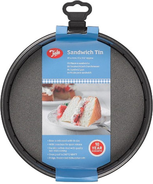 Tala everyday – sandwich bakvorm – 25 x 23 cm – rond – met losse bodem – non-stick carbonstaal – whitford xylan antiaanbaklaag – stapelbaar – brede rand – handwas