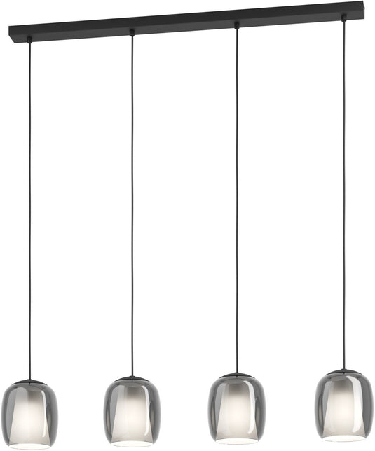 Eglo ciampino hanglamp - e27 - 97,5 cm - zwart|grijs - glas