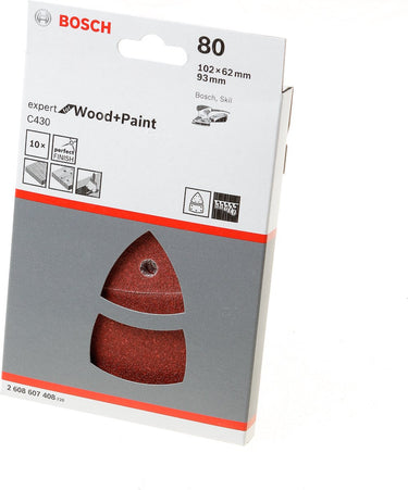 Bosch - 10-delige schuurbladset 102 x 62, 93 mm, 80