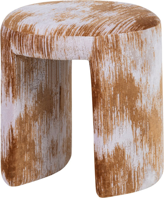 Woood charlie kruk - geweven stof - karamelbruin - 47x45x45