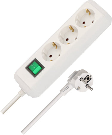 Brennenstuhl eco-line 3-voudige stekkerdoos (stekkerblok met hogere contactbescherming, schakelaar,1,5m kabel) wit