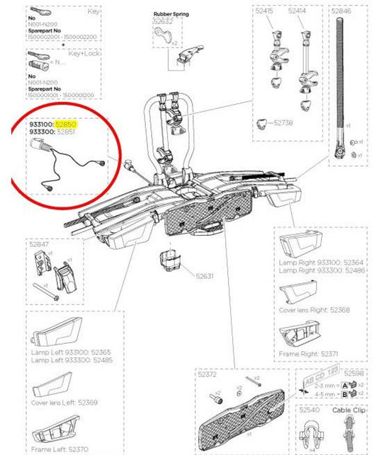Thule electric connector easyfold 13p 933 934 reserveonderdeel zilver