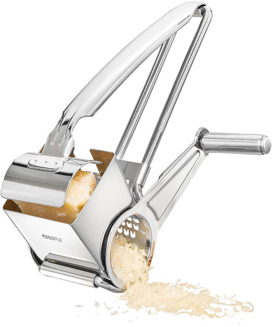 Gefu queso kaasmolen 19,5 cm – trommelrasp – rvs – voor kaas, noten en chocolade