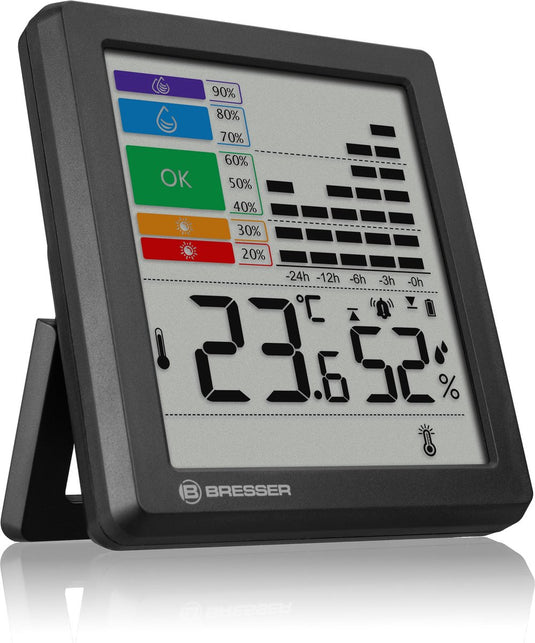 Bresser thermo- en hygrometer - met schimmelalarm - geeft waarschuwingen - voor een gezond binnenklimaat