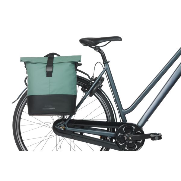 Load image into Gallery viewer, Basil b.v. dubbele fietstas cove mik 28-32l 14 x 29 x 36 cm - groen zwart
