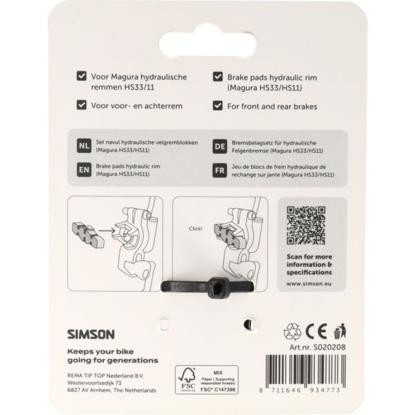 Load image into Gallery viewer, Simson remblokken magura hydraulische velgrem hs33 hs11
