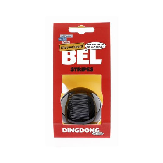 Nv ding dong bel 60mm stipes zwart met barcode kaart