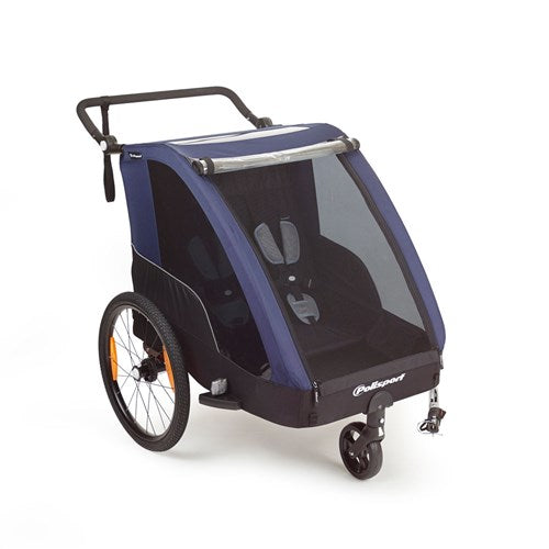 Polisport kids trailer voor fietsen en wandelen grey blue