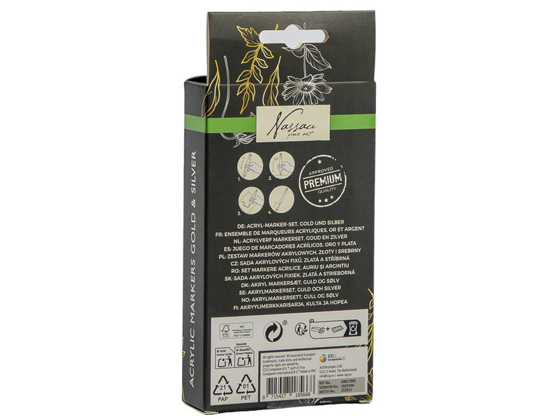 Load image into Gallery viewer, Nassau acryl marker set goud zilver - 5st.

